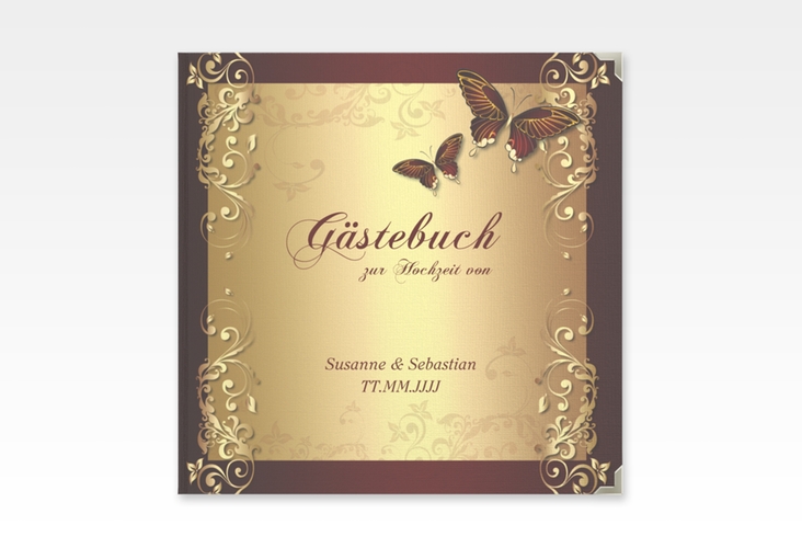 Gästebuch Selection Hochzeit Toulouse Leinen-Hardcover rot mit Schmetterlingen und Schnörkeln
