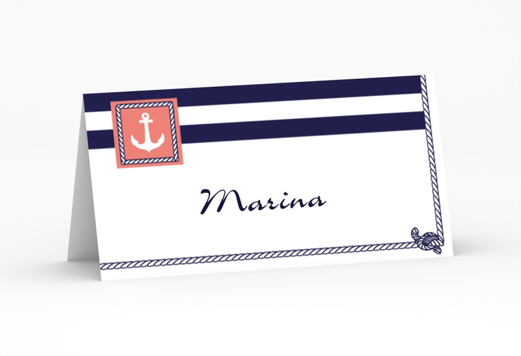 Tischkarte Hochzeit Girona Tischkarten mit maritimen Streifen und Anker