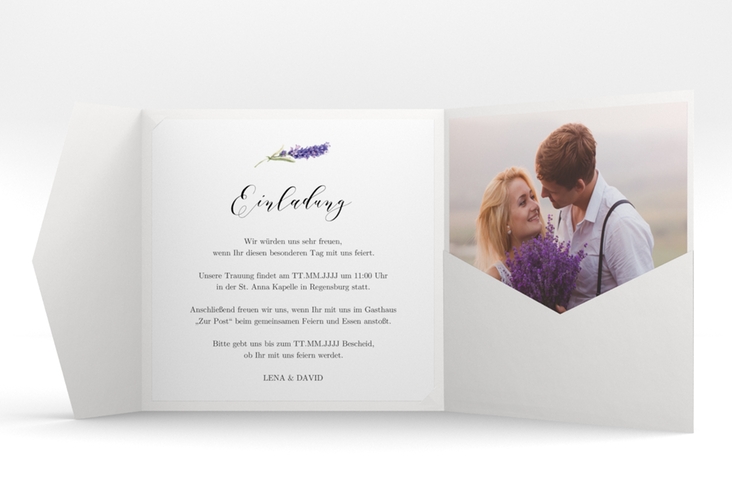 Hochzeitseinladung Lavendel Pocketfold