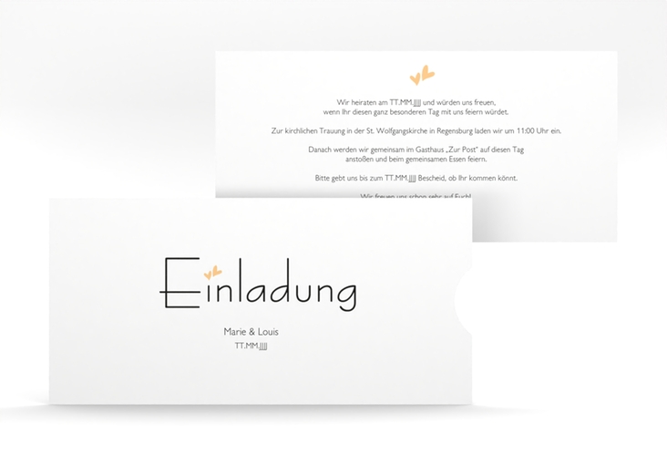 Hochzeitseinladung Twohearts Einsteckkarte beige