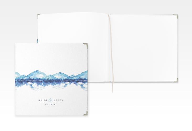 Gästebuch Selection Hochzeit Bergliebe Leinen-Hardcover blau mit Gebirgspanorama für Berghochzeit