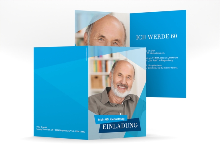 Einladung 60. Geburtstag Shapes A6 Klappkarte hoch