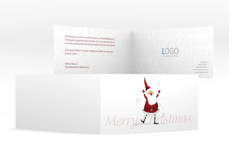 Geschäftliche Weihnachtskarte "Weihnachtsmann" DIN lang Klappkarte