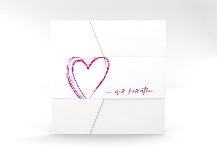 Hochzeitseinladung Liebe Pocketfold pink
