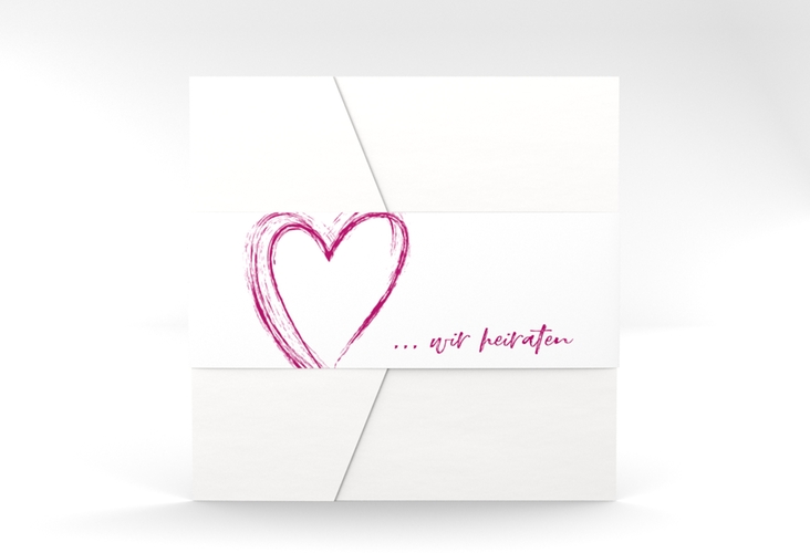 Hochzeitseinladung Liebe Pocketfold pink