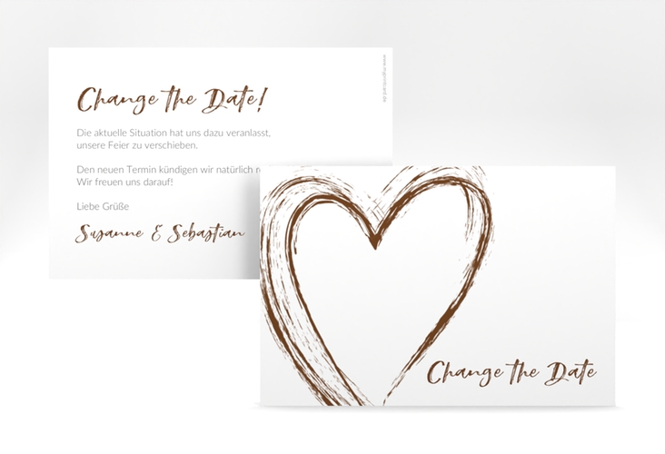 Change the Date-Karte Liebe A6 Karte quer braun hochglanz