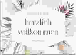 Willkommensschild Leinwand Bohemian 70 x 50 cm Leinwand weiss