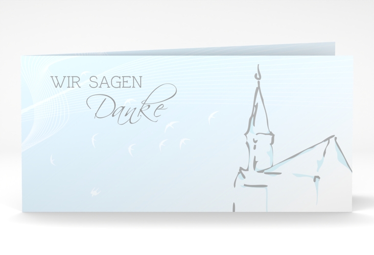 Dankeskarte Taufe Church lange Klappkarte quer