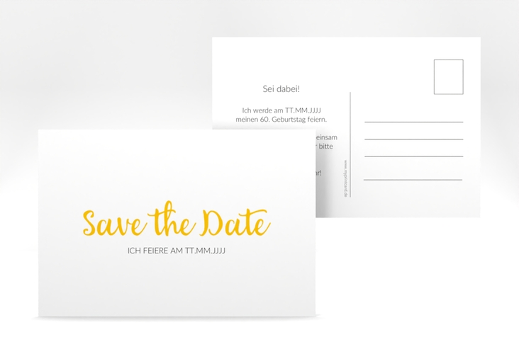 Save the Date-Postkarte Geburtstag Handwriting A6 Postkarte gelb
