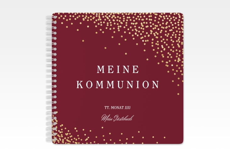 Gästebuch Kommunion Glanzvoll Ringbindung rot