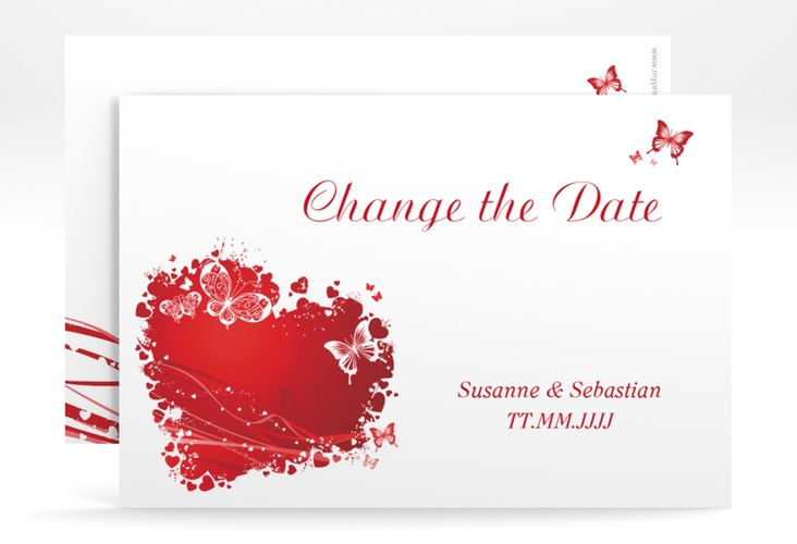 Change the Date-Karte Hochzeit Mailand A6 Karte quer rot