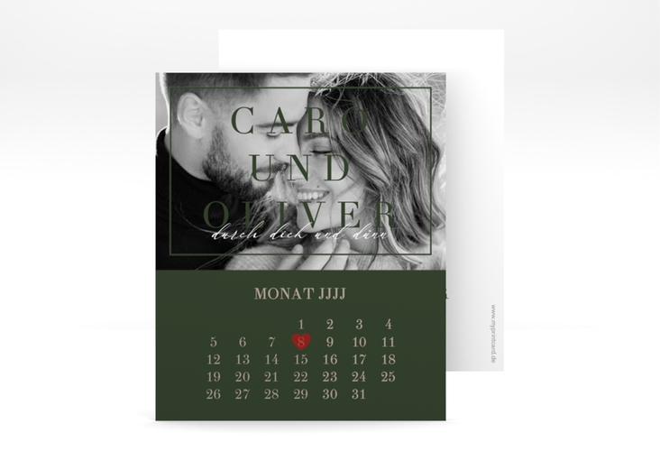 Save the Date-Kalenderblatt Moment Kalenderblatt-Karte gruen