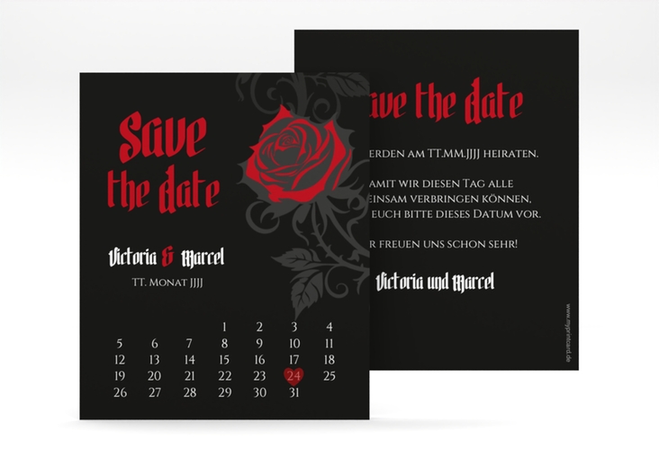 Save the Date-Kalenderblatt Red Rose Kalenderblatt-Karte