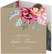 Klick: Details zu Dankeskarte Hochzeit "Blooming" anzeigen Dankeskarte Hochzeit Blooming quadr. Doppel-Klappkarte Kraftpapier