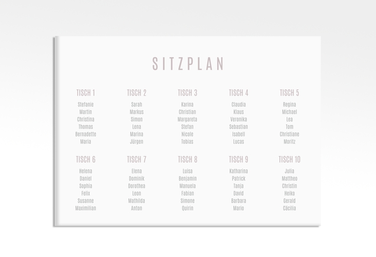 Sitzplan Leinwand Hochzeit Memory 70 x 50 cm Leinwand grau