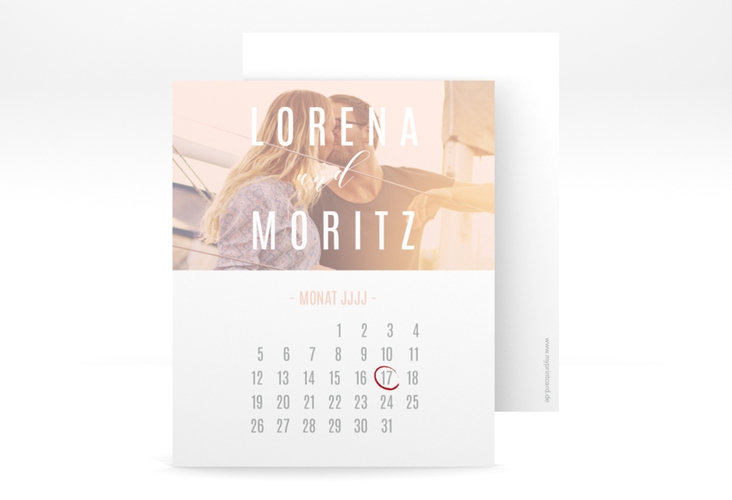Save the Date-Kalenderblatt Memory Kalenderblatt-Karte rosa