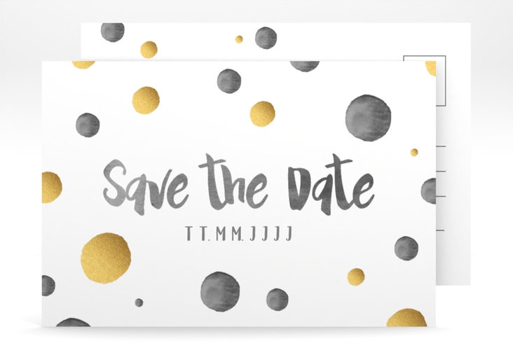 Save the Date-Postkarte Geburtstag Dots A6 Postkarte schwarz