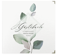 Klick: Details zu Gästebuch Selection Hochzeit "Foglia" anzeigen Gästebuch Selection Hochzeit Foglia Leinen-Hardcover weiss edel mit Eukalyptus im Aquarell-Design