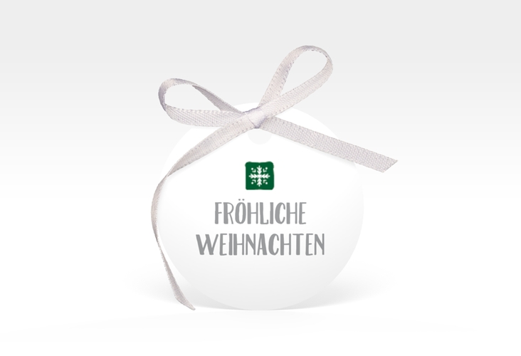 Geschenkanhänger Weihnachten Snowflakes Geschenkanhänger, rund gruen