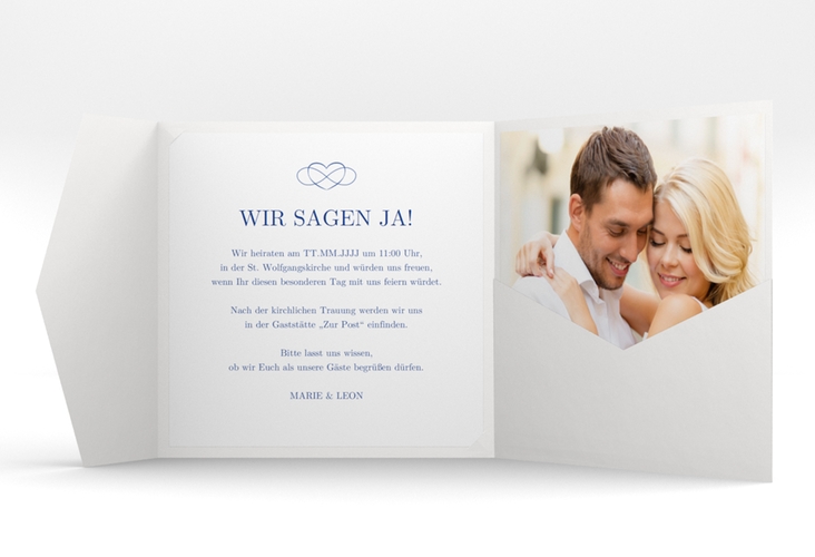 Hochzeitseinladung Infinity Pocketfold blau