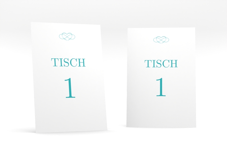 Tischnummer Hochzeit Infinity Tischaufsteller tuerkis