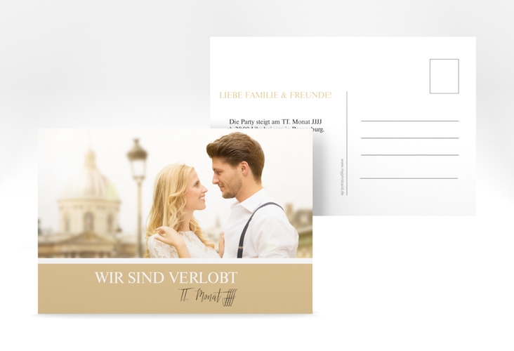 Verlobungskarte Hochzeit Balance A6 Postkarte beige