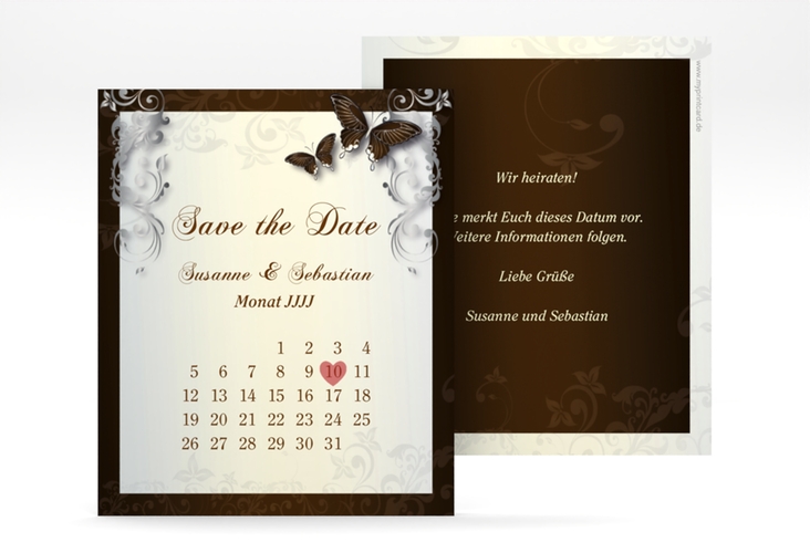 Save the Date-Kalenderblatt Toulouse Kalenderblatt-Karte braun