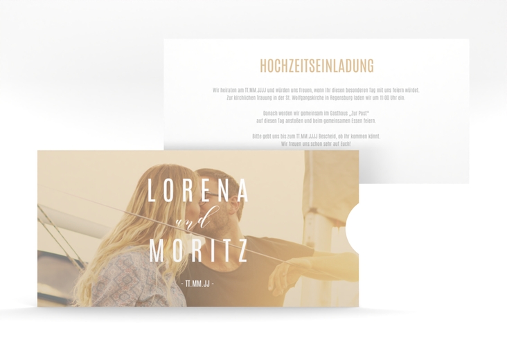 Hochzeitseinladung Memory Einsteckkarte beige