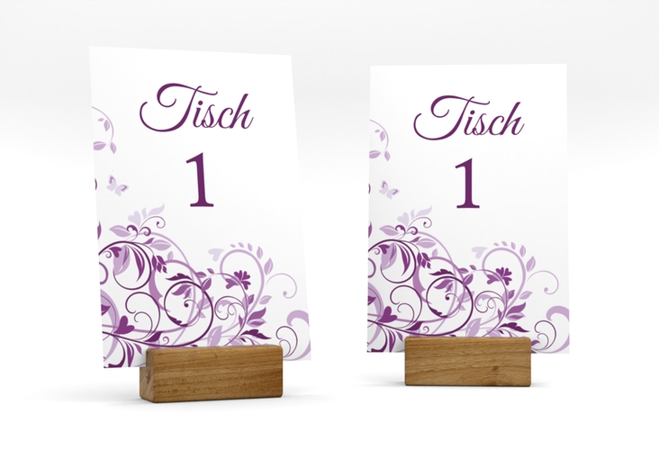 Tischnummer Hochzeit Lilly Tischaufsteller lila