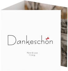 Klick: Details zu Dankeskarte Hochzeit "Twohearts" anzeigen Dankeskarte Hochzeit Twohearts quadr. Doppel-Klappkarte rot