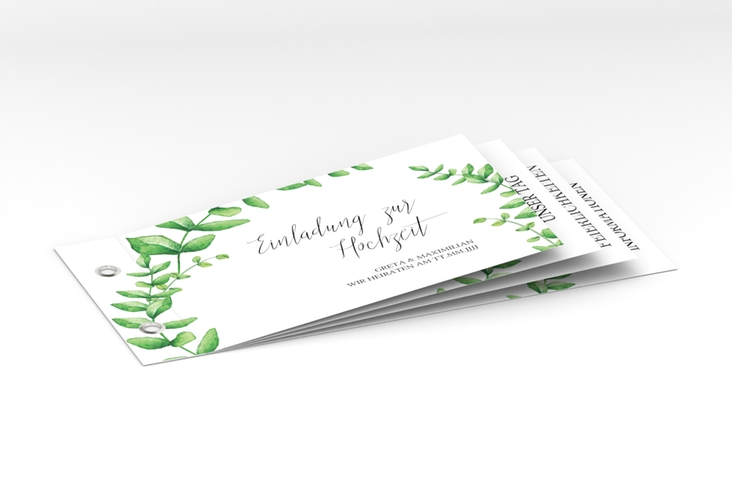 Hochzeitseinladung Botanic Booklet weiss hochglanz