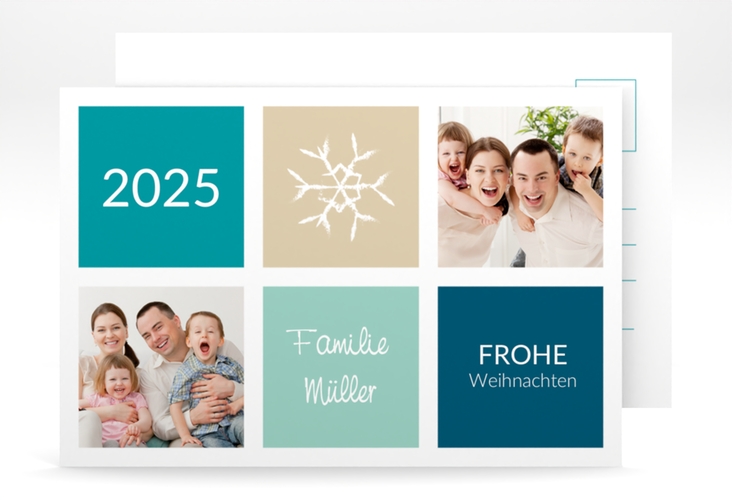 Weihnachtskarte Weihnachtsabend A6 Postkarte tuerkis hochglanz