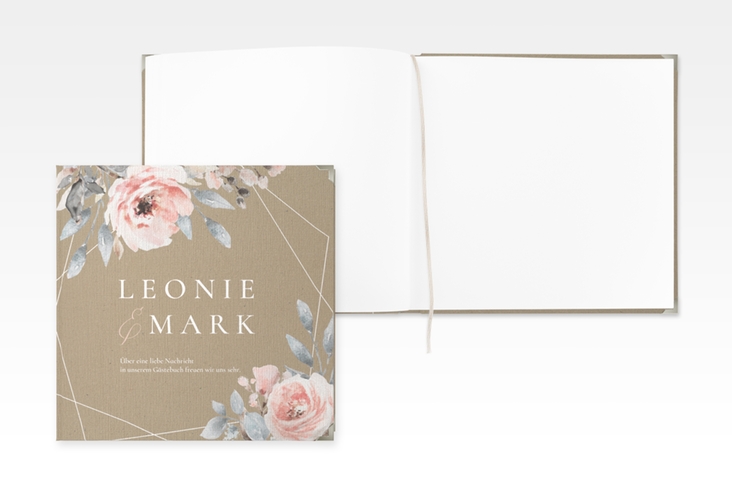 Gästebuch Selection Hochzeit Perfection Leinen-Hardcover Kraftpapier mit rosa Rosen