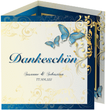 Klick: Details zu Dankeskarte Hochzeit "Toulouse" anzeigen Dankeskarte Hochzeit Toulouse quadr. Doppel-Klappkarte blau