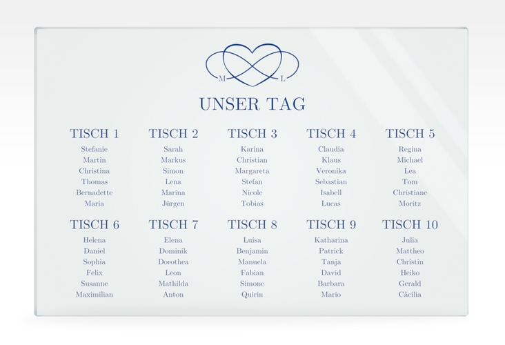 Sitzplan Acryl Hochzeit Infinity 60 x 40 cm Acryl blau