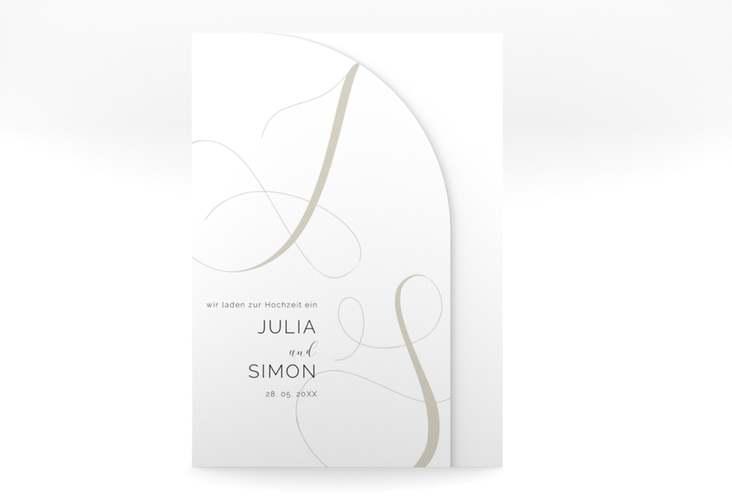 Hochzeitseinladung Eheschließung mittlere Bogen-Wickelfalzkarte weiss