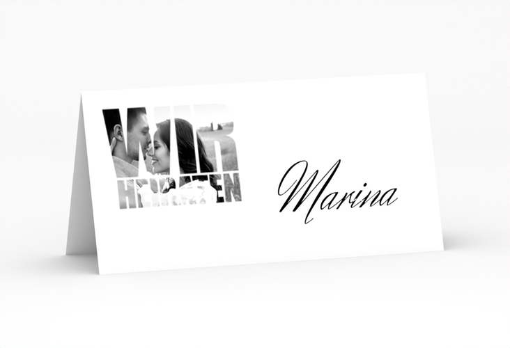 Tischkarte Hochzeit Letters Tischkarten weiss hochglanz