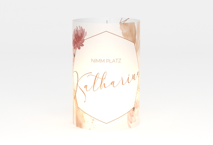Windlicht Hochzeit Bohostyle Windlicht beige mit Pampasgras in Aquarell