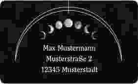 Empfängeretikett Hochzeit Mondphase 63,5 x 38,1 mm schwarz