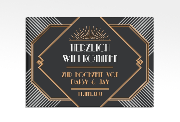 Willkommensschild Leinwand Gatsby 70 x 50 cm Leinwand schwarz im 20er-Jahre-Stil