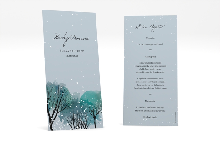 Menükarte Hochzeit Winterhochzeit lange Karte hoch