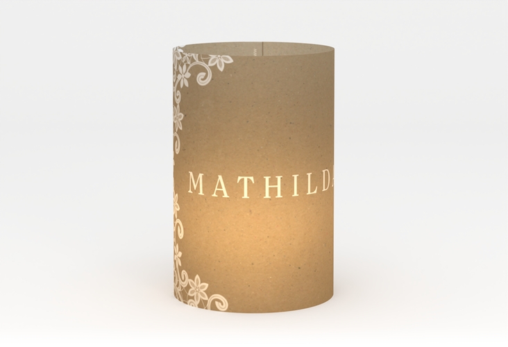 Windlicht Hochzeit Mariage Windlicht Kraftpapier mit Bogen aus weißer Spitze