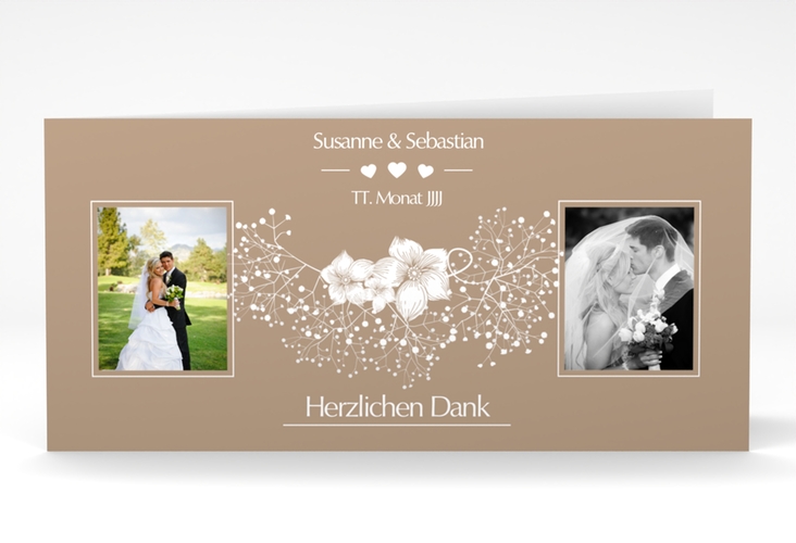 Danksagungskarte Hochzeit Jena lange Klappkarte quer braun