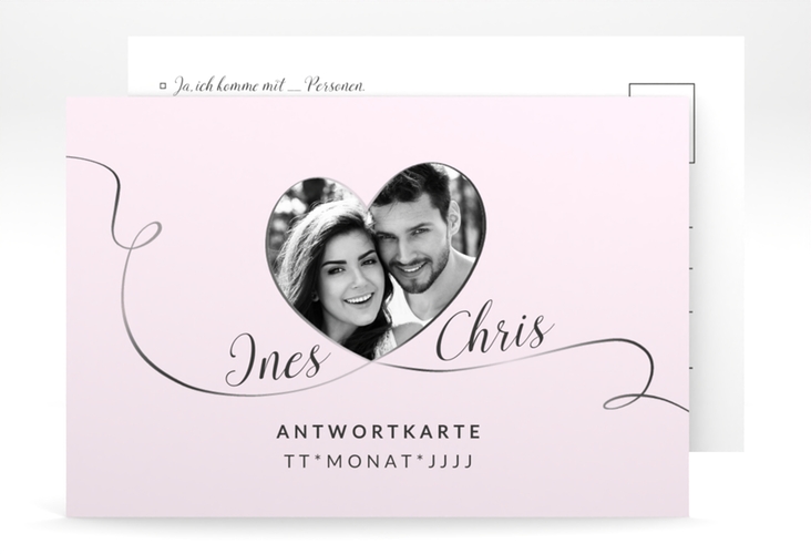 Antwortkarte Hochzeit Dolce A6 Postkarte rosa