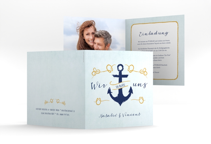 Hochzeitseinladung Anker quadr. Klappkarte hochglanz