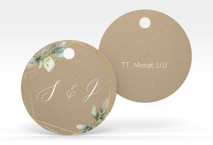 Geschenkanhänger Hochzeit Greenish Geschenkanhänger, rund Kraftpapier
