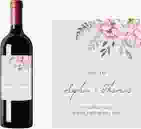 Weinetikett zur Hochzeit "Blooming" Etikett Weinflasche 4er Set rosa