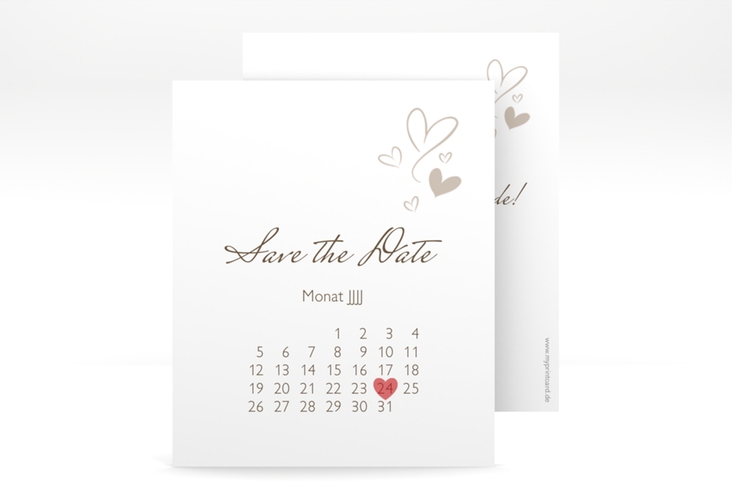 Save the Date-Kalenderblatt Purity Kalenderblatt-Karte weiss