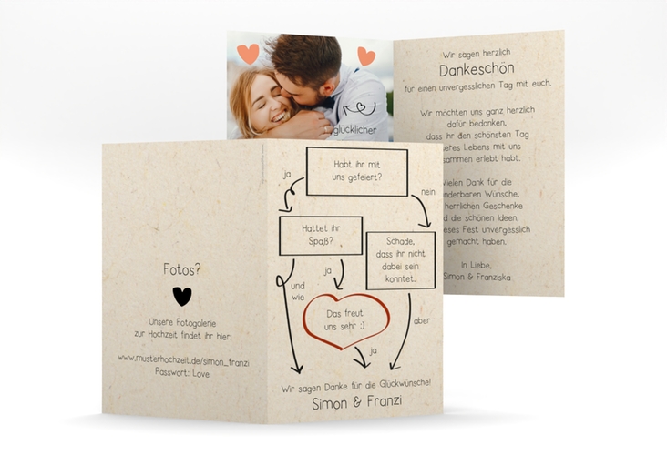 Danksagungskarte Hochzeit Entscheidung A6 Klappkarte hoch mit Gräsern und Trockenblumen für Boho-Hochzeit