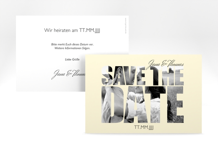 Save the Date-Karte Hochzeit Letters A6 Karte quer beige hochglanz